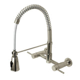 Modern 2-Handle Wall-Mount Pull-Down Sprayer Kitchen Faucet in Oil Rubbed Bronze - Super Arbor