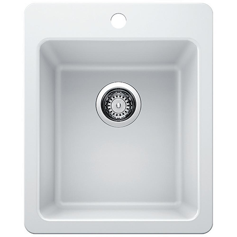Glacier Bay Drop-in/Undermount Granite Composite 33 in. Single Bowl Kitchen Sink in White - Super Arbor