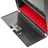 Oasis Eclipse Pewter Locking Parcel Mailbox with Red Flag - Super Arbor