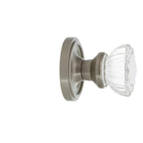 Classic Rosette 2-3/8 in. Backset Satin Nickel Privacy Bed/Bath Crystal Glass Door Knob - Super Arbor