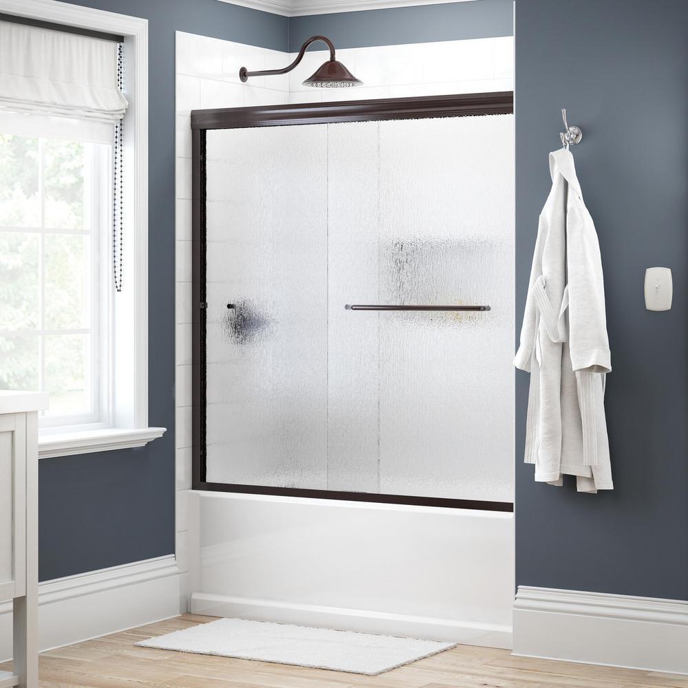 Simplicity 60 in. x 58-1/8 in. Semi-Frameless Traditional Sliding Bathtub Door in Chrome with Transition Glass - Super Arbor
