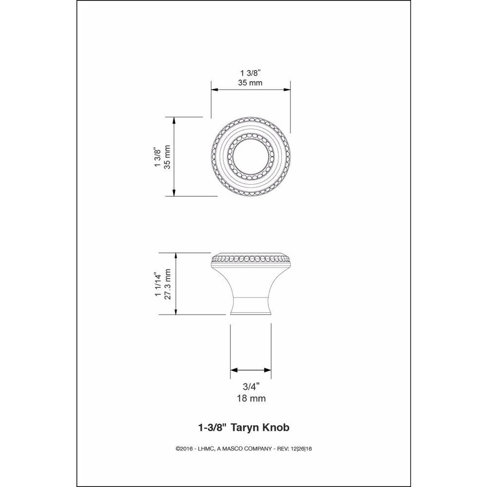 Taryn 1-3/8 in. (35 mm) Satin Nickel Round Cabinet Knob - Super Arbor