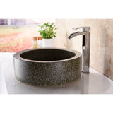 ANZZI Black Iro Round Vessel Sink, Speckled Stone, 16.5 x 5.7 in