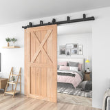 6 ft./72 in. Steel Bypass Sliding Barn Door Hardware Track for Double Wooden Doors Closet Kitchen Kit - Super Arbor