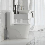 St. Tropez 1-Piece 0.8/1.28 GPF Dual Flush Elongated Toilet in White - Super Arbor