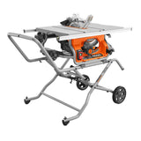 RIDGID 10 in. Pro Jobsite Table Saw with Stand + 18V Cordless Drill/Driver Kit (1) 2.0Ah Battery, Charger, Tool Bag
