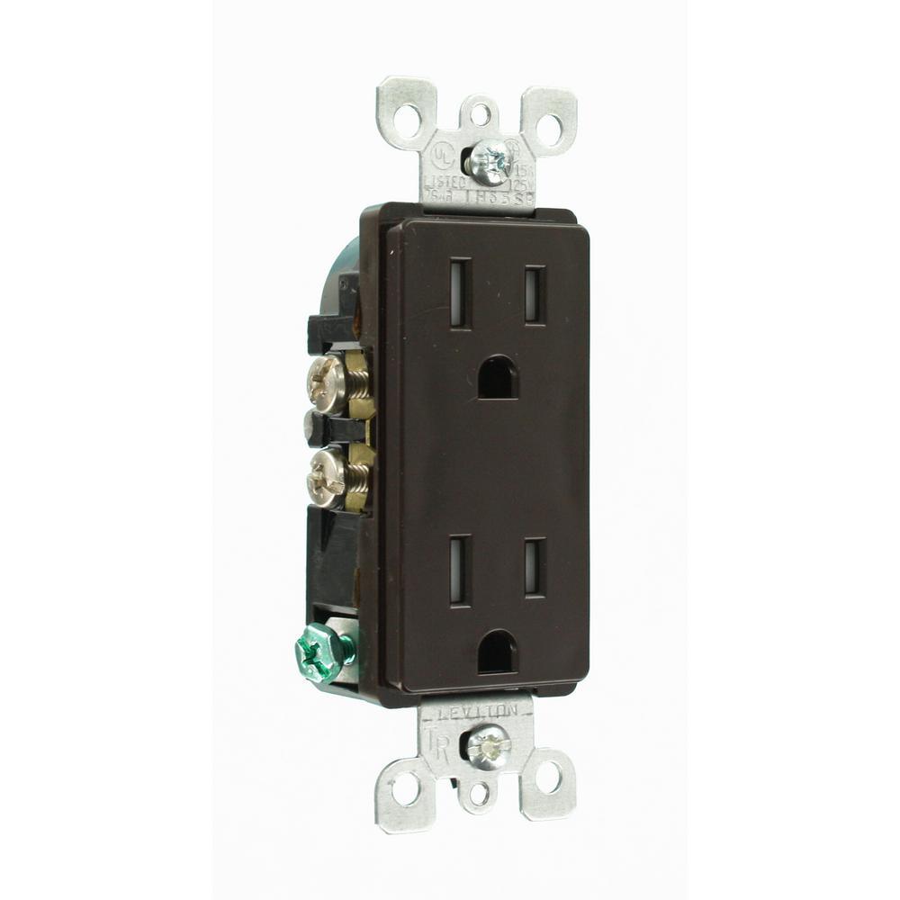 Decora 15 Amp Tamper Resistant Duplex Outlet, Brown - Super Arbor