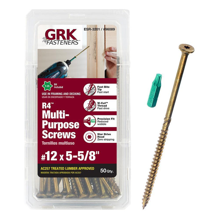 #12 x 5-5/8 in. R4 Multi-Purpose Star Drive Flat Head Screw (50 per Pack) - Super Arbor