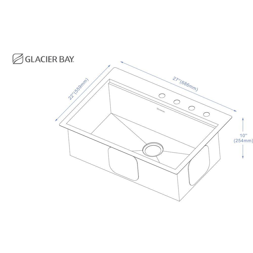 All-in-One Drop-In Stainless Steel 27 in. 4-Hole Single Bowl Kitchen Workstation Sink with Faucet and Accessories - Super Arbor