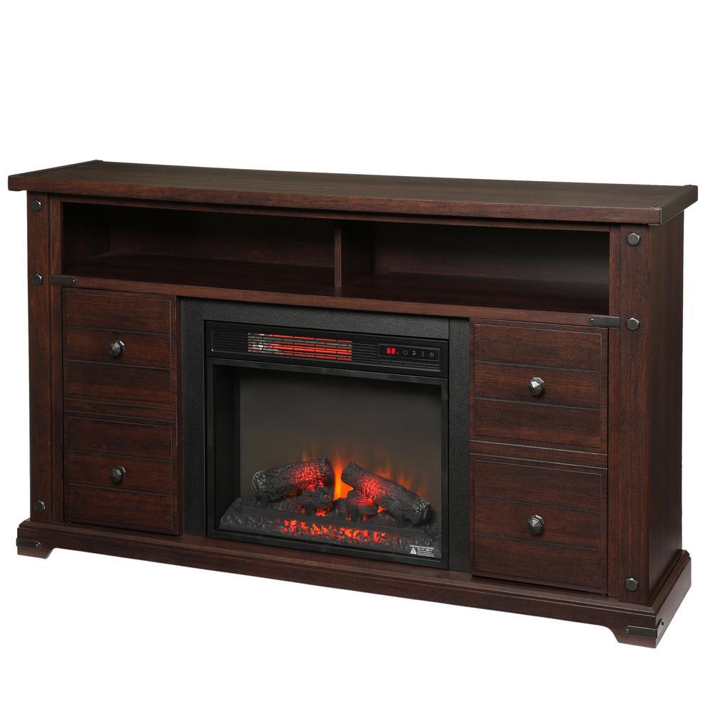 Brannen 60 in. Freestanding Industrial Media Console Electric Fireplace TV Stand in White - Super Arbor