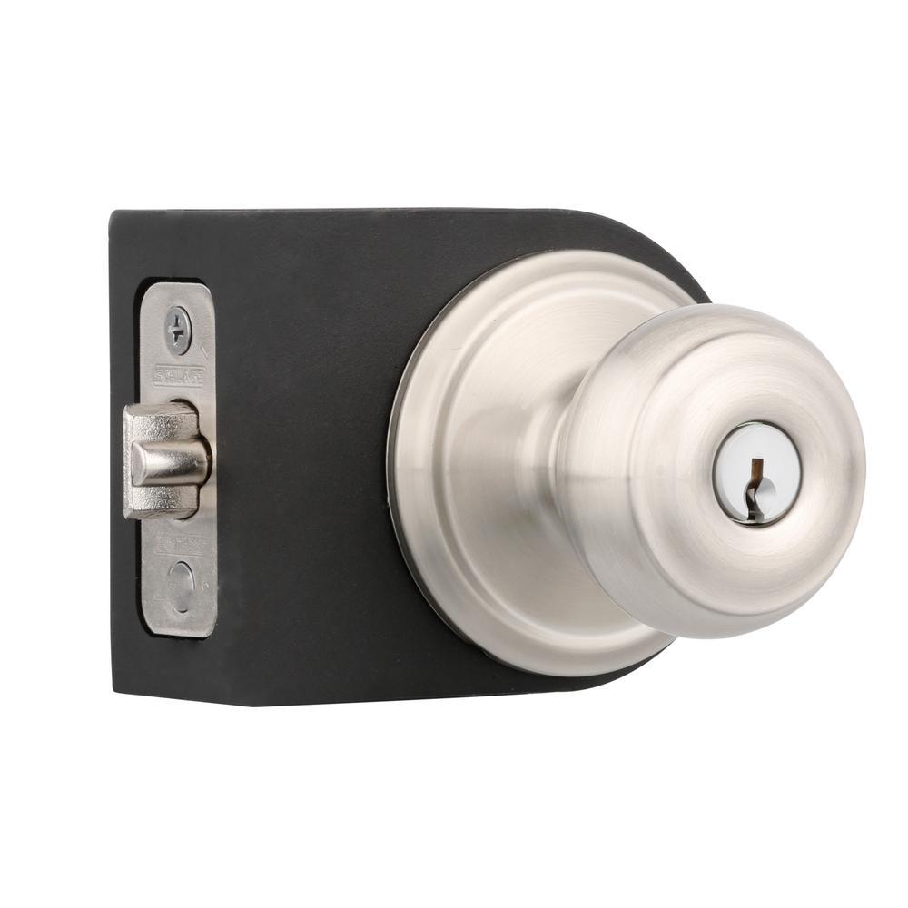 Georgian Satin Nickel Keyed Entry Door Knob - Super Arbor