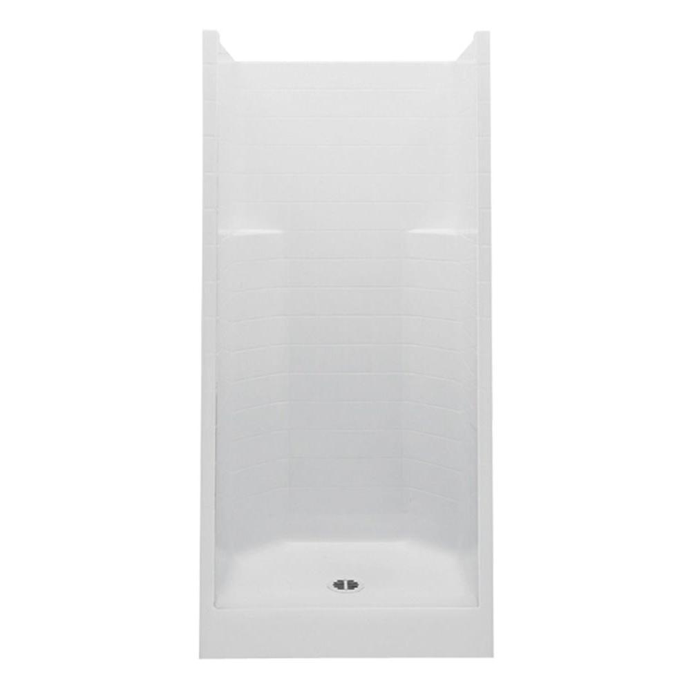 Everyday Smooth Tile 36 in. x 36 in. x 76 in. 1-Piece Shower Stall with Center Drain in White - Super Arbor