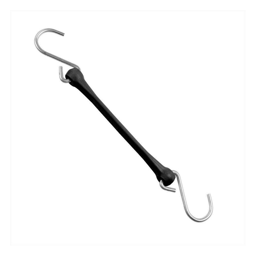 7 in. Polyurethane Bungee Strap with Galvanized S-Hooks (Overall Length: 12 in.) in Black - Super Arbor