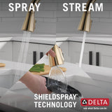 Lenta Touch Single-Handle Pull-Down Sprayer Kitchen Faucet with ShieldSpray Technology in Champagne Bronze - Super Arbor
