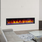 74 in. Cascade Flush-Mount LED Electric Fireplace in Black - Super Arbor
