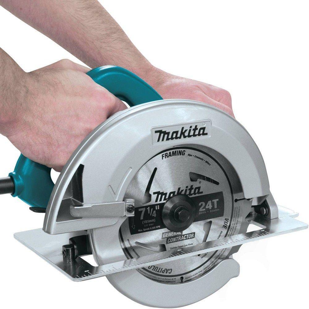 7-1/4 in. 15 Amp Corded Circular Saw with Dust Port 2 LED Lights 24T Carbide Blade - Super Arbor