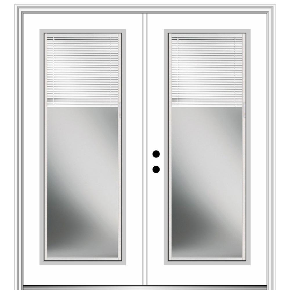 60 in. x 80 in. Internal Blinds Left-Hand Inswing Full Lite Clear Glass Painted Steel Prehung Front Door - Super Arbor