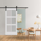 37 in. x 84 in. 3-Lite Full Frosted Glass White Vinyl Finish MDF Sliding Barn Door Slab - Super Arbor