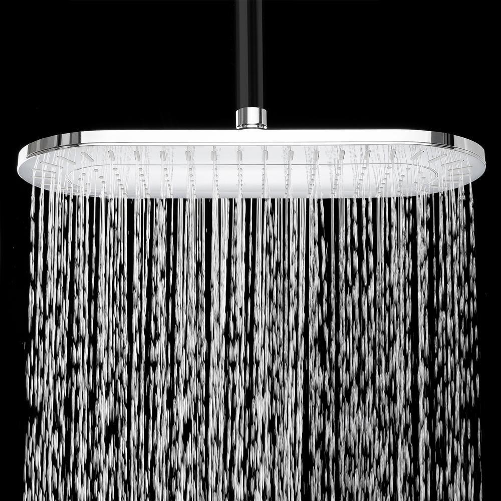 1-Spray 15 in. Single Wall Mount Fixed Rain Shower Head in Chrome - Super Arbor
