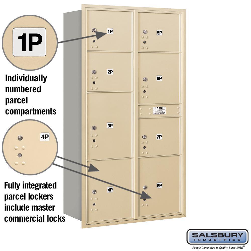 3700 Horizontal Series 8-Parcel Locker Recessed Mount Mailbox - Super Arbor