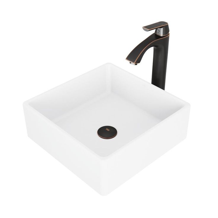 VIGO Dianthus White Matte Stone Vessel Bathroom Sink and Linus Bathroom Vessel Faucet in Antique Rubbed Bronze w/ Pop up