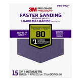 3M Pro Grade Precision 9 in. x 11 in. 80-Grit (Coarse) Faster Sanding Sheets (15-Sheets/Pack)(Case of 5)