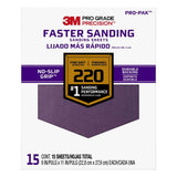 3M Pro Grade Precision 9 in. x 11 in. Fine 220-Grit Sheet Sandpaper (15-Sheets/Pack)