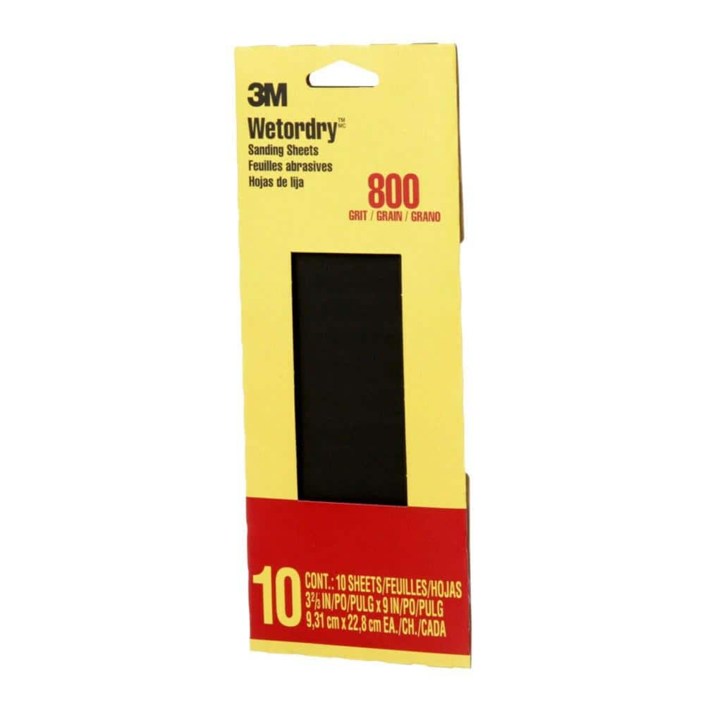 3M Imperial Wetordry 3.7 in. x 9 in. Ultra Fine 800-Grit Sheet Sandpaper (10-Sheets/Pack)
