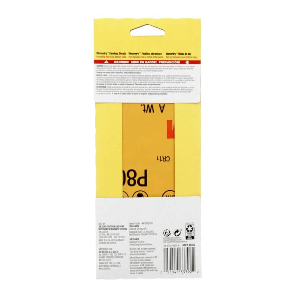 3M Imperial Wetordry 3.7 in. x 9 in. Ultra Fine 800-Grit Sheet Sandpaper (10-Sheets/Pack)