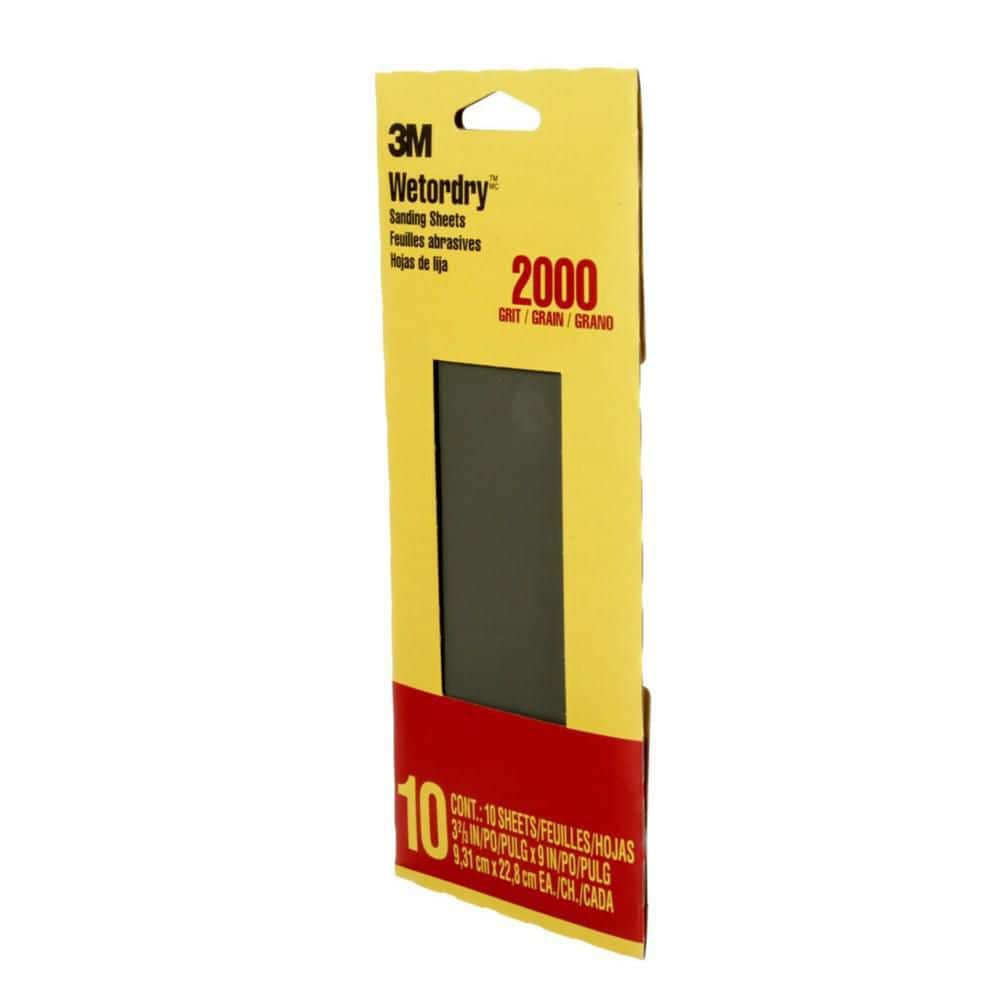 3M 3.7 in. x 9 in. Ultra Fine 2000-Grit Sheet Sandpaper (10-Sheets/Pack)