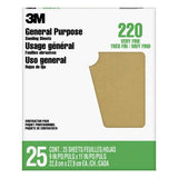 3M 9 in. x 11 in. 220 Grit Very Fine Aluminum Oxide Sandpaper (25 Sheets/Pack) (Case Pack of 5)
