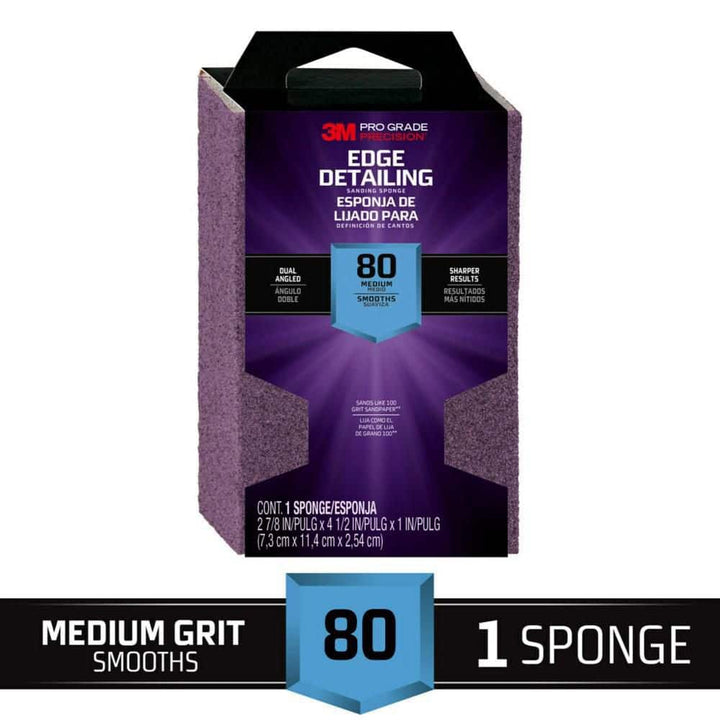 3M Pro Grade Precision 2-1/2 in. x 4-1/2 in. x 1 in. 80-Grit Medium Block Sanding Sponge