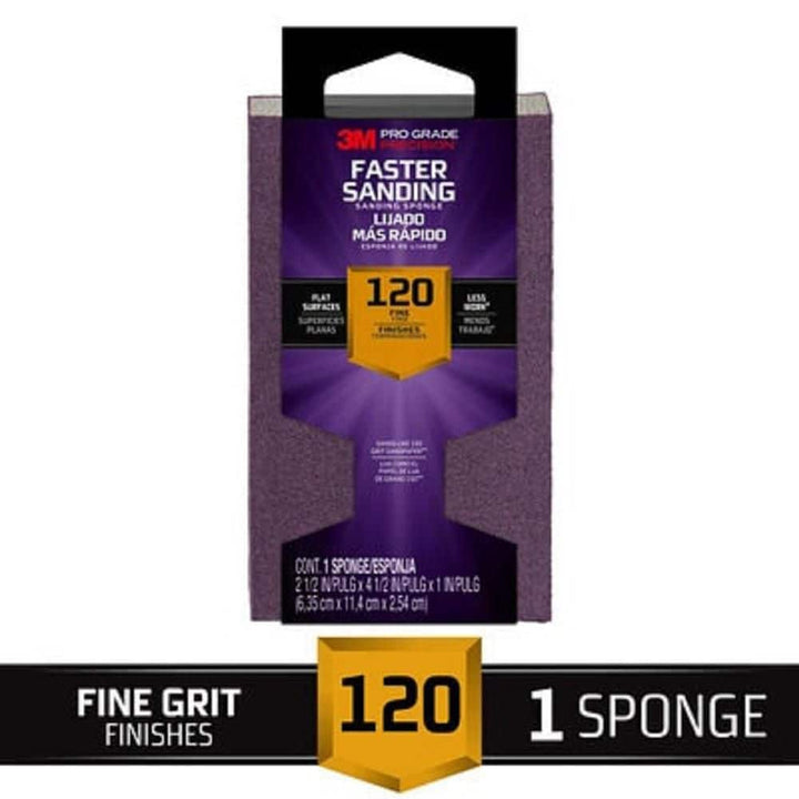 3M Pro Grade Precision 2-1/2 in. x 4-1/2 in. x 1 in. 120-Grit Fine Block Sanding Sponge