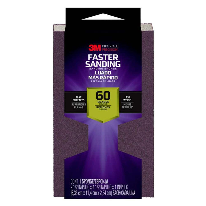 3M Pro Grade Precision 2.5 in. x 4.5 in. x 1 in. 60 Grit Faster Sanding Block Sponge