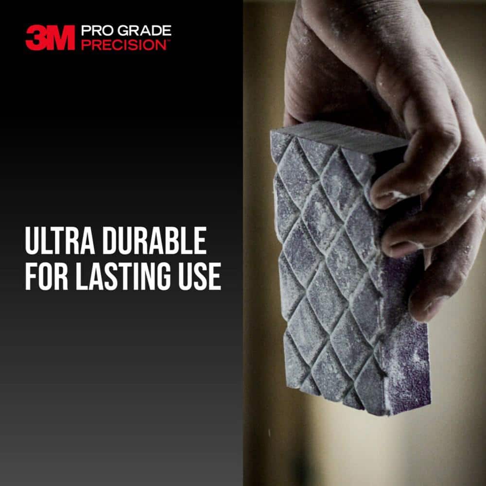 3M Pro Grade Precision 4-1/2 in. x 2-1/2 in. x 1 in. 80-Grit Medium Dust Channeling Sanding Sponge