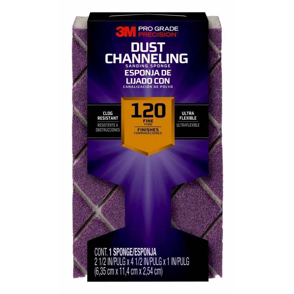 3M Pro Grade Precision 4-1/2 in. x 2-1/2 in. x 1 in. 120-Grit Fine Dust Channeling Sanding Sponge