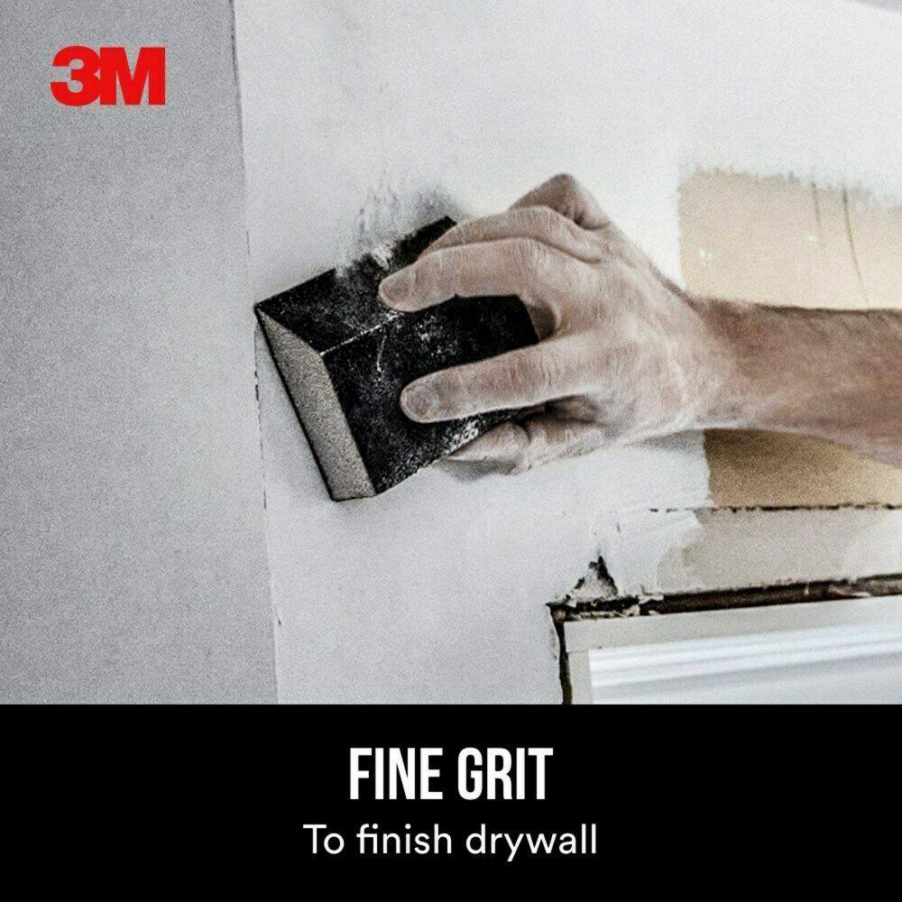 3M 2 7/8 in. x 4 7/8 in. x 1 in. Fine Angled Drywall Sanding Sponge (4-Pack)