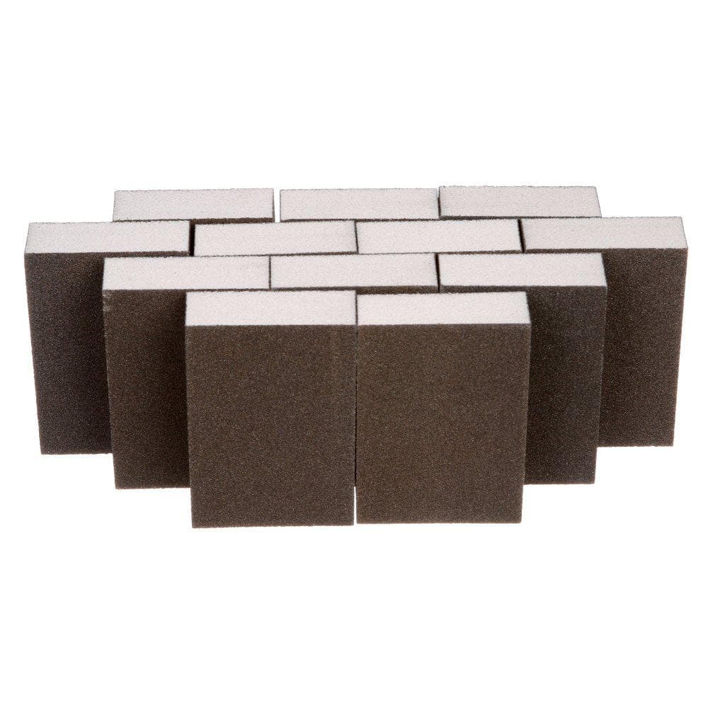 3M 2-7/8 in. x 4-7/8 in x 1 in. 100 Grit Single Angle General Purpose Sanding Sponge, Fine (12 Pack)