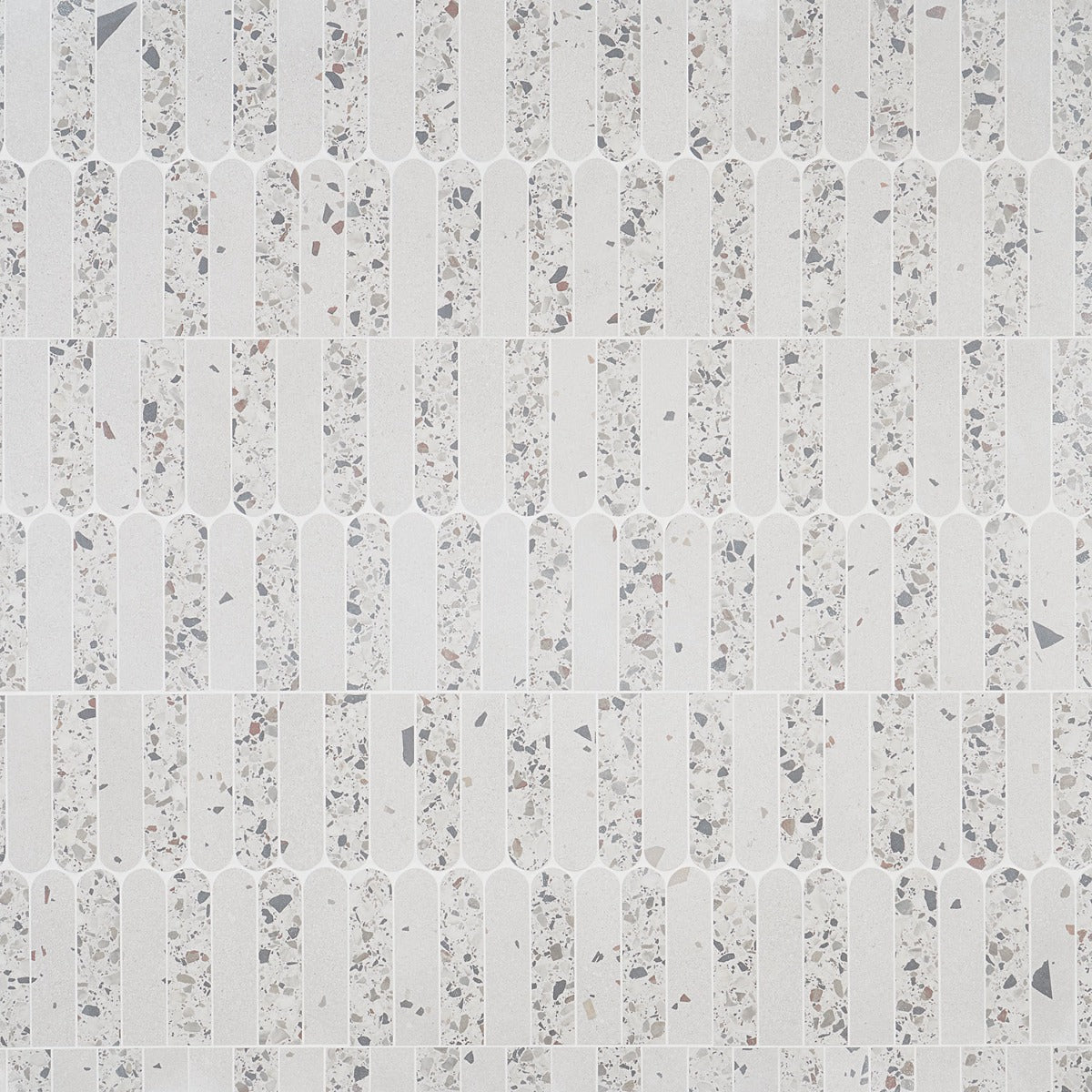 Kobe Fin Ice White Terrazzo Look Matte Porcelain Mosaic Tile
