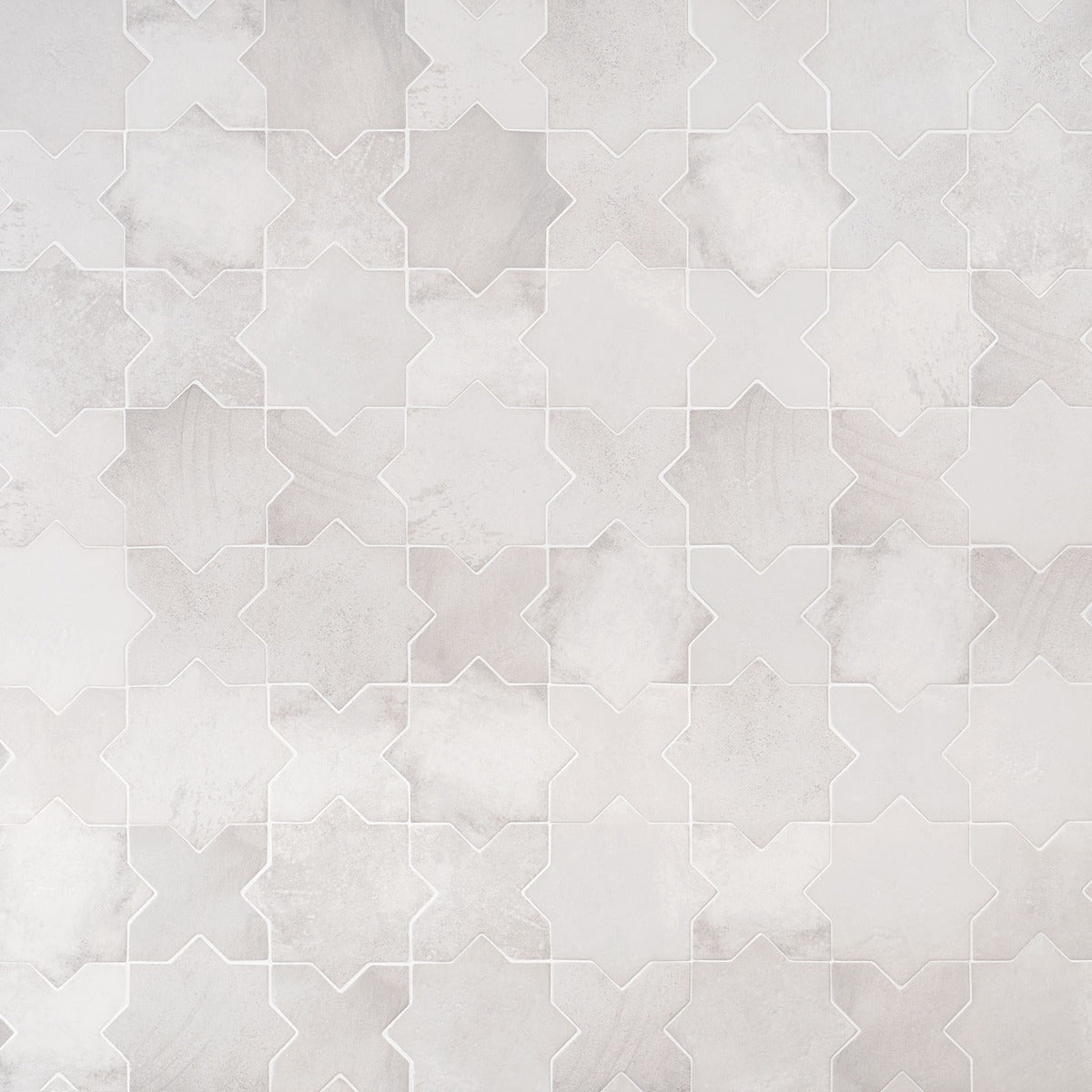 Parma White Matte Star and Cross 6" Terracotta Look Porcelain Tile