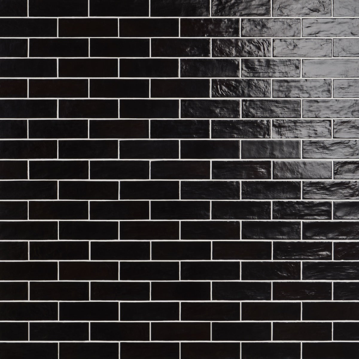 Montauk Jet Black 2x8 Mixed Finish Ceramic Subway Tile - Lux Tile