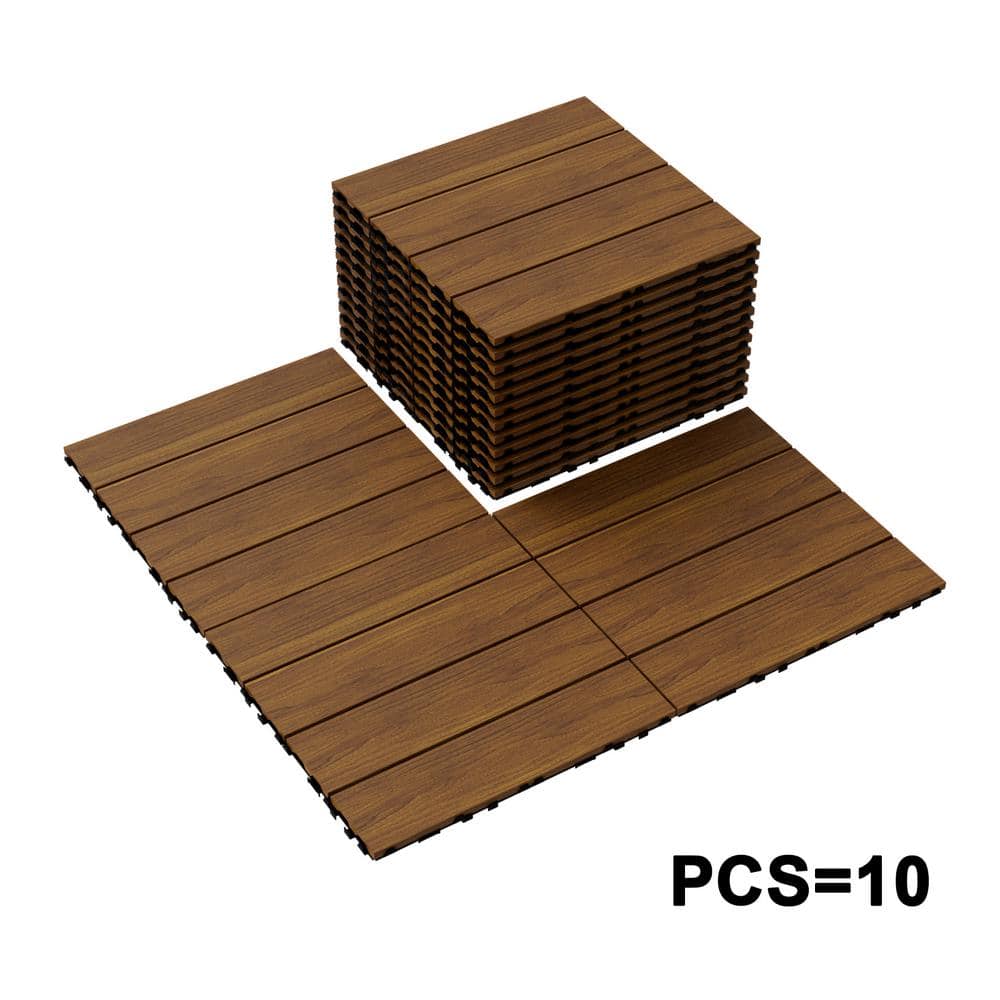 ARK DESIGN 1 ft. x 1 ft. Quick Deck Tile Outdoor Solid Pine Wood Deck Tile Primed in Natural Grain (10 sq. ft. Per Box)