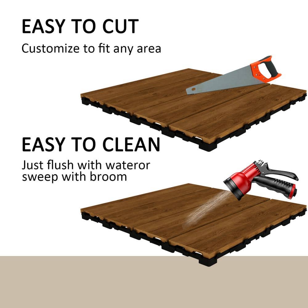 ARK DESIGN 1 ft. x 1 ft. Quick Deck Tile Outdoor Solid Pine Wood Deck Tile Primed in Natural Grain (10 sq. ft. Per Box)