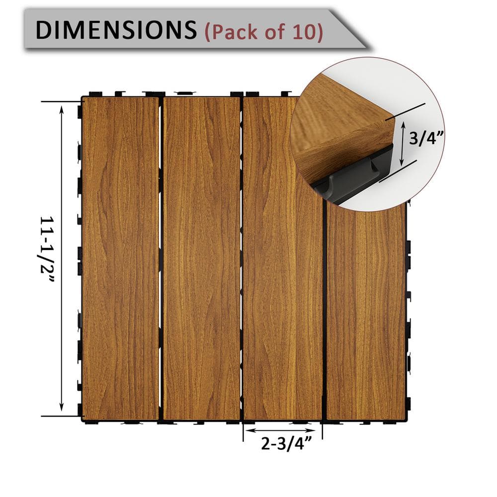 ARK DESIGN 1 ft. x 1 ft. Quick Deck Tile Outdoor Solid Pine Wood Deck Tile Primed in Natural Grain (10 sq. ft. Per Box)