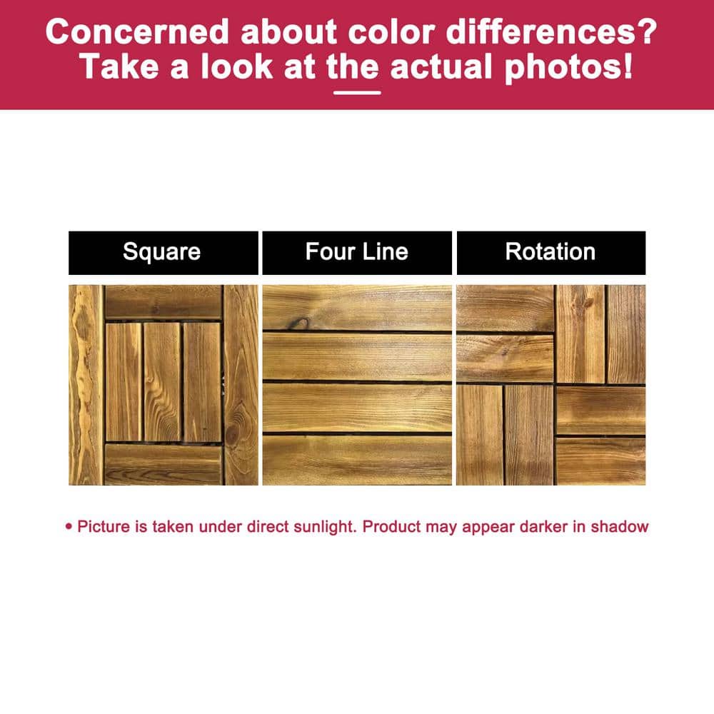 ARK DESIGN 1 ft. x 1 ft. Quick Deck Tile Outdoor Solid Pine Wood Deck Tile Primed in Natural Grain (10 sq. ft. Per Box)