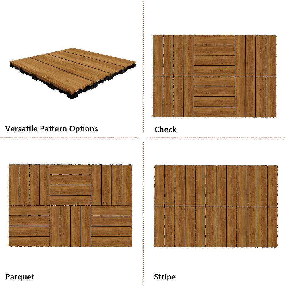 ARK DESIGN 1 ft. x 1 ft. Quick Deck Tile Outdoor Solid Pine Wood Deck Tile Primed in Natural Grain (10 sq. ft. Per Box)