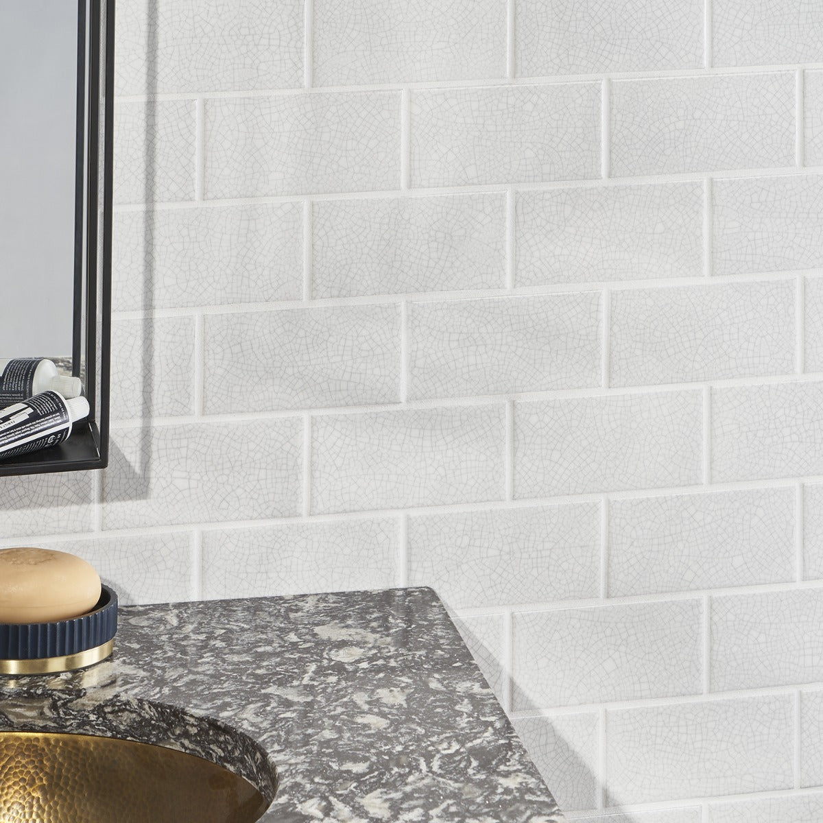 Sarina Vintage White Crackled Ceramic Subway Tile - 3x6 Glossy Finish