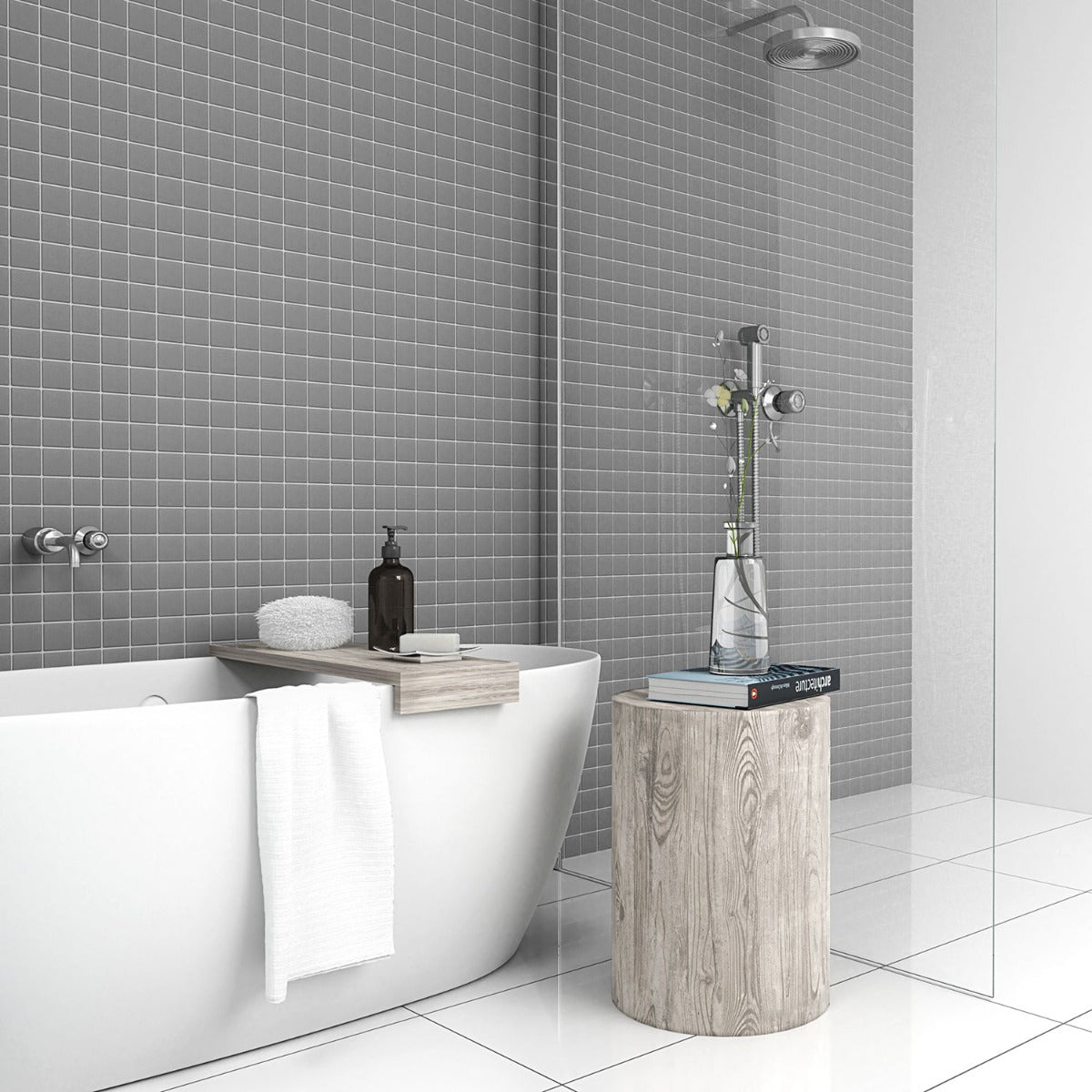 Serenity Dark Gray 2x2 Matte Porcelain Mosaic Tile - Lux Tile