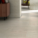 Acadia Linen White 24x48 Matte Porcelain Tile - Limestone Look