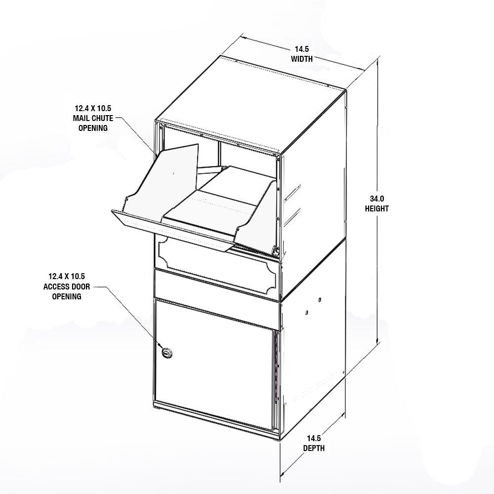 Parcel Protector Vault Black Post/Column Mount Locking Mailbox with Outgoing Mail Clip and Carrier Service Flag - Super Arbor